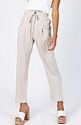 Princess Polly Tan Linen Flowy Pants Photo 0