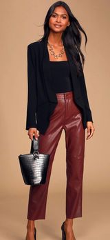 Lulus Burgundy Leather Pants Photo 0