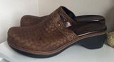 Ecco Brown Mules Braided Leather Clogs 41 Casual Boho style  Photo 0