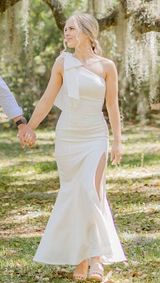 CHARMED ONE SHOULDER MIDI DRESS - OFF WHITE Photo 0