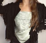 Black Suede Fringe Jacket Photo 0