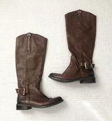 Vince Camuto Kriton Brown Leather Knee High Riding Boots Back Heel Buckle 7 Photo 0