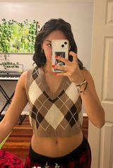 Garage Argyle  Cropped Sweater Vest Tank Photo 0