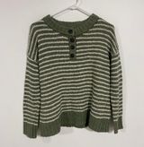 Striped Jegging Fit Henley Sweater Photo 0