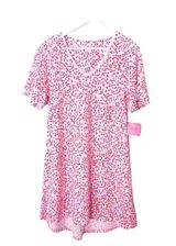 Heart Print Short Sleeve Pajama Shirt Dress Photo 0