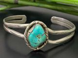 Vintage Unsigned Southwestern Style Silver Turquoise Nugget Open Cuff Bangle Blue Photo 0