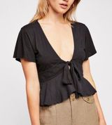 Free People We the Free Knot Me Tee in Black Size Small NWOT Photo 0