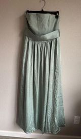 White Vera Wang Dusty Sage Straight Strapless Belted Bridesmaids Dress Women 10 Photo 0