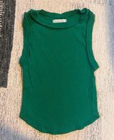 Free People Kate Tee Kelly Green Cotton Rib Muscle Tank Top Size Small NWOT Photo 0