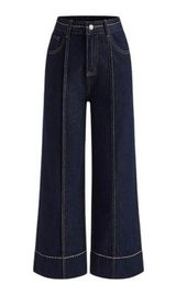 Commense Wide Leg Jeans Pants Vintage Style Denim Navy Blue Dark Wash NEW NWT XL Photo 0