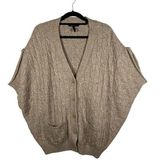 Bcbg Maxazria Oatmeal Brown Wool Blend Oversized Sweater Cardigan Vest Sz Medium Photo 0