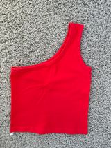 Suzette Collection One Shoulder Red Crop Top Photo 0