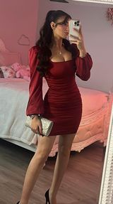 Oh Polly Red Satin Dress Photo 0