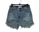 One X Oneteaspoon Womens Shorts Jean High Waist Bonita Slim Fit Raw Hem Denim 28 Photo 0