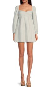 NWT  Kennedy Green Gingham Long Sleeve Sweetheart Neck Babydoll Dress Photo 0