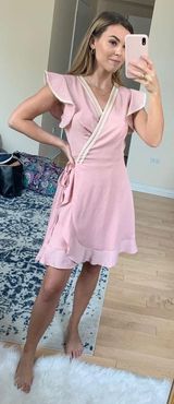 Collective Concepts Light Pink Ruffle Wrap Dress Photo 0