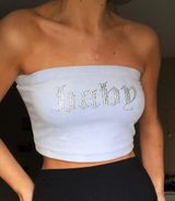 Baby Blue Bedazzled Tube Top Size M Photo 0