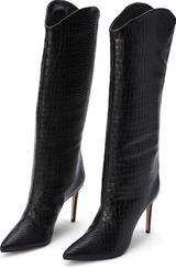 Schutz  Maryana Crocodile Embossed Leather Boots Photo 0