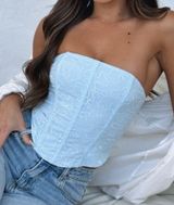Run The Game Strapless Bustier Blue  Photo 0