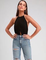 Lulus Black Backless Halter Bodysuit Photo 0