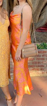 Privacy Please Orange Silk Dress Photo 0