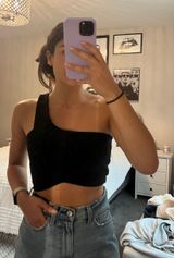 ZARA Black One Shoulder Crop Top Photo 0