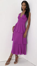 Lulus Purple Sleeveless Tiered Midi Dress Photo 0