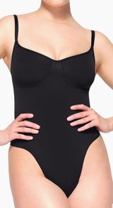 SKIMS Seamless Sculpt Black Thong Bodysuit Large Shape Wear Onyx Photo 0