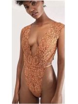 We Are HAH Free People Cut to the Chase 1PC Bodysuit Lingerie Brown Sugar XL Photo 0