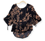 Democracy Burnout Velvet Floral Blouse Black Brown Boho Whimsy Goth L Photo 0