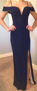 Jodi Kristopher Navy Long Spring Formal Dress  Photo 0