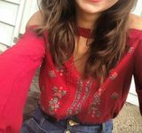 Taylor & Sage dark red fall off shoulder top Photo 0