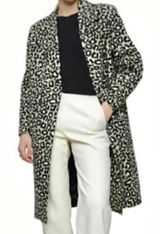 Rachel Zoe small pointed collar animal print long 1 button coat TOP SHELF 2516 Photo 0