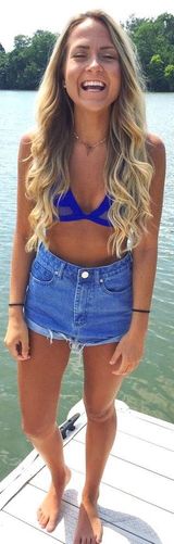 Princess Polly Distressed Blue Denim Shorts Photo 0