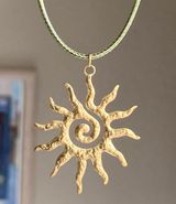 Handmade gold tone stainless steel sun boho retro vintage style necklace☀️ Photo 0