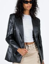 Princess Polly Black Faux Leather Jacket Photo 0