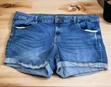 Ava & Viv 5/$35    Womens Shorts Sz 20W Power Stretch Midi Cuffed Blue Denim Jean Photo 0