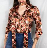 Tibi Vintage Y2K  Silk Scarf Button Up Blouse Photo 0