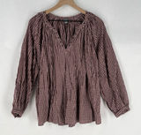 Aerie Gingham Checkered Grommet V-Neck Long Puff Sleeve Oversized Blouse Size S Photo 0