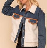 Sherpa Denim Jacket Faux Leather Photo 0