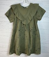 Ruffled Eyelet Dress Olive Green TD-9287-6 Women’s Sz M Photo 0