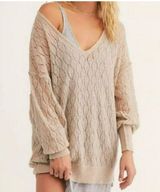 Free People Say Hello Tunic Sweater Taupe Beige Size Small NWT Photo 0