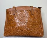 Patricia Nash Prescott Tote Shoulder Cognac Engraved Floral Photo 0