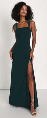 Lulus Beloved Elegance Emerald Green Tie-Strap Mermaid Maxi Dress Wedding Sz XL Photo 0