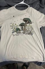 Skull Laying With Mushrooms Under A Starry Night White Size M Photo 0