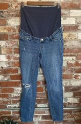 & Denim Mama Maternity Ripped Skinny Ankle Length Jeans Size S Blue Photo 0
