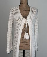 Boston Proper Boho  White Long Open Knit Duster Photo 0