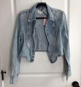 Avec Les Filles Denim Jacket Women Large Acid Waah Light Blue Jean New With Tags Photo 0
