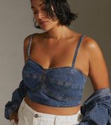 NWT Anthropologie Pilcro cropped denim bra bustier top, size 12 Photo 0