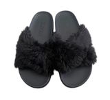 PINK - Victoria's Secret  fluffy black slide sandals - 8 Photo 0